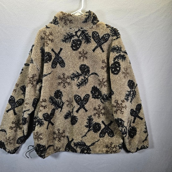 Dutch Harbor Gear Fleece 1/4 Zip Pullover Jacket Tan Black Nature Print Mens XL - Picture 2 of 7